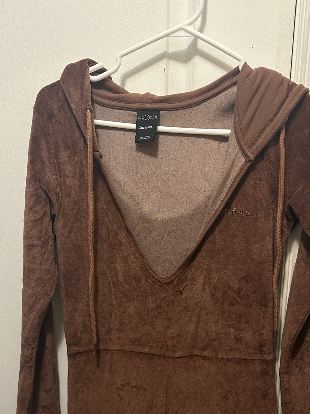 velour iets frans flare leg hooded jumpsuit - Picture 2 of 4
